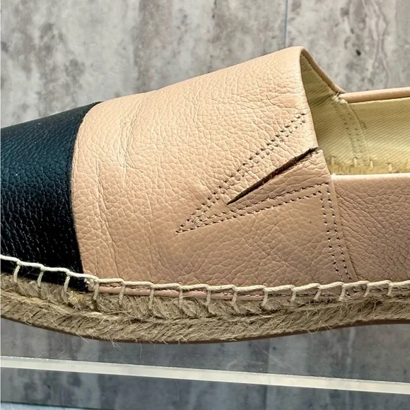Michael Kors Blush Pink Black Leather Kendrick Slip On Espadrilles Flats 8.5M - Picture 4 of 10